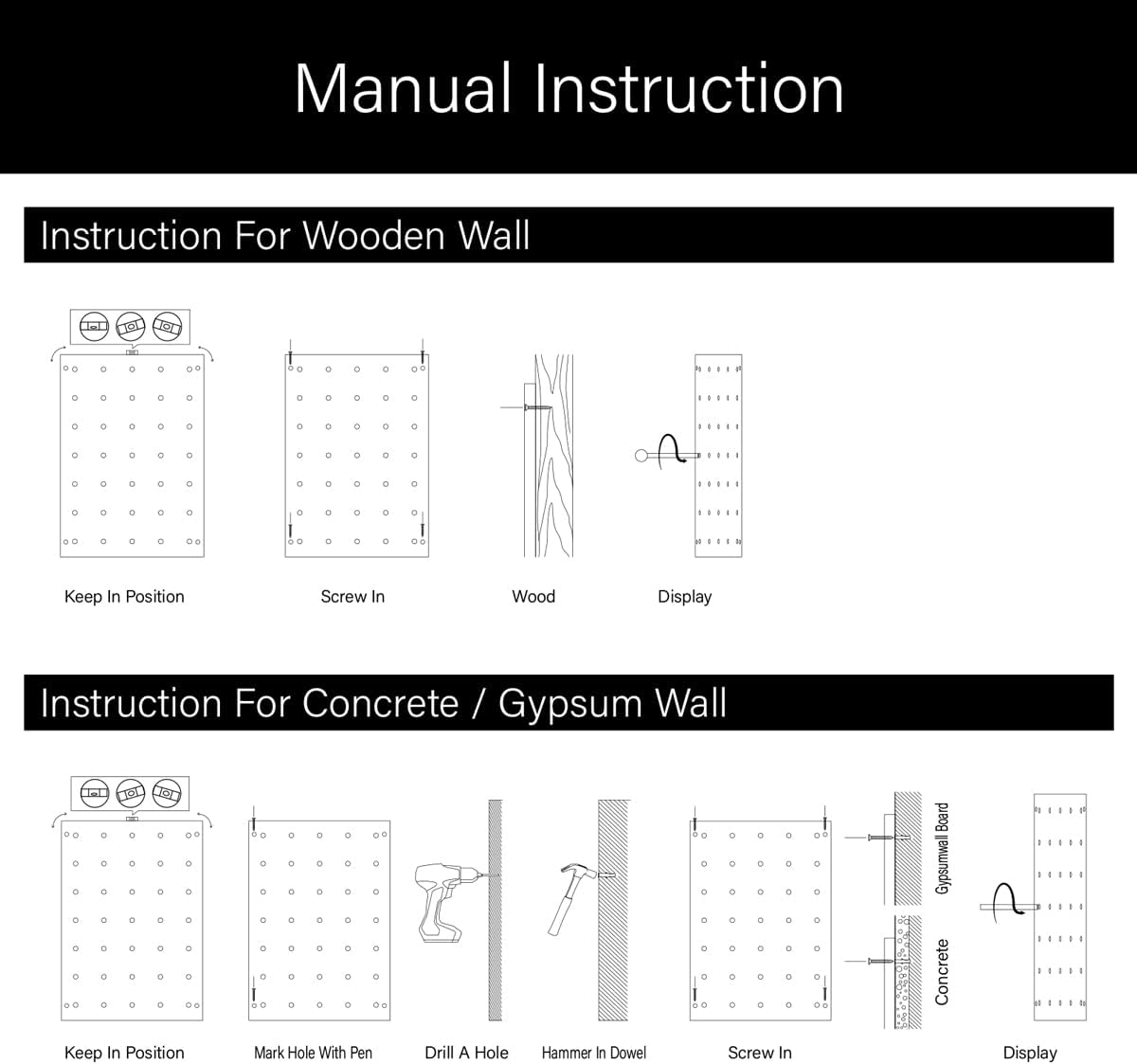 Wood Pegboard Combination Wall Organizer Kit