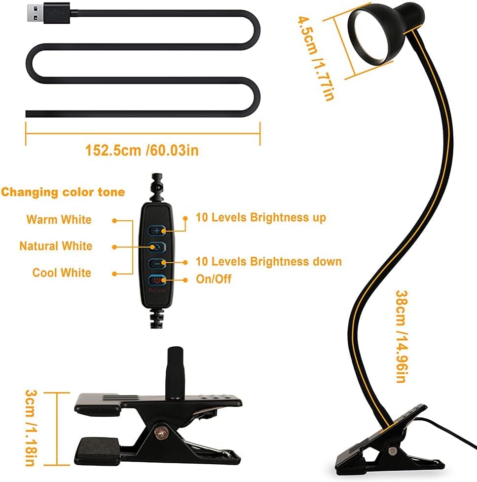 Clip-on Reading Light, 3 Color Modes