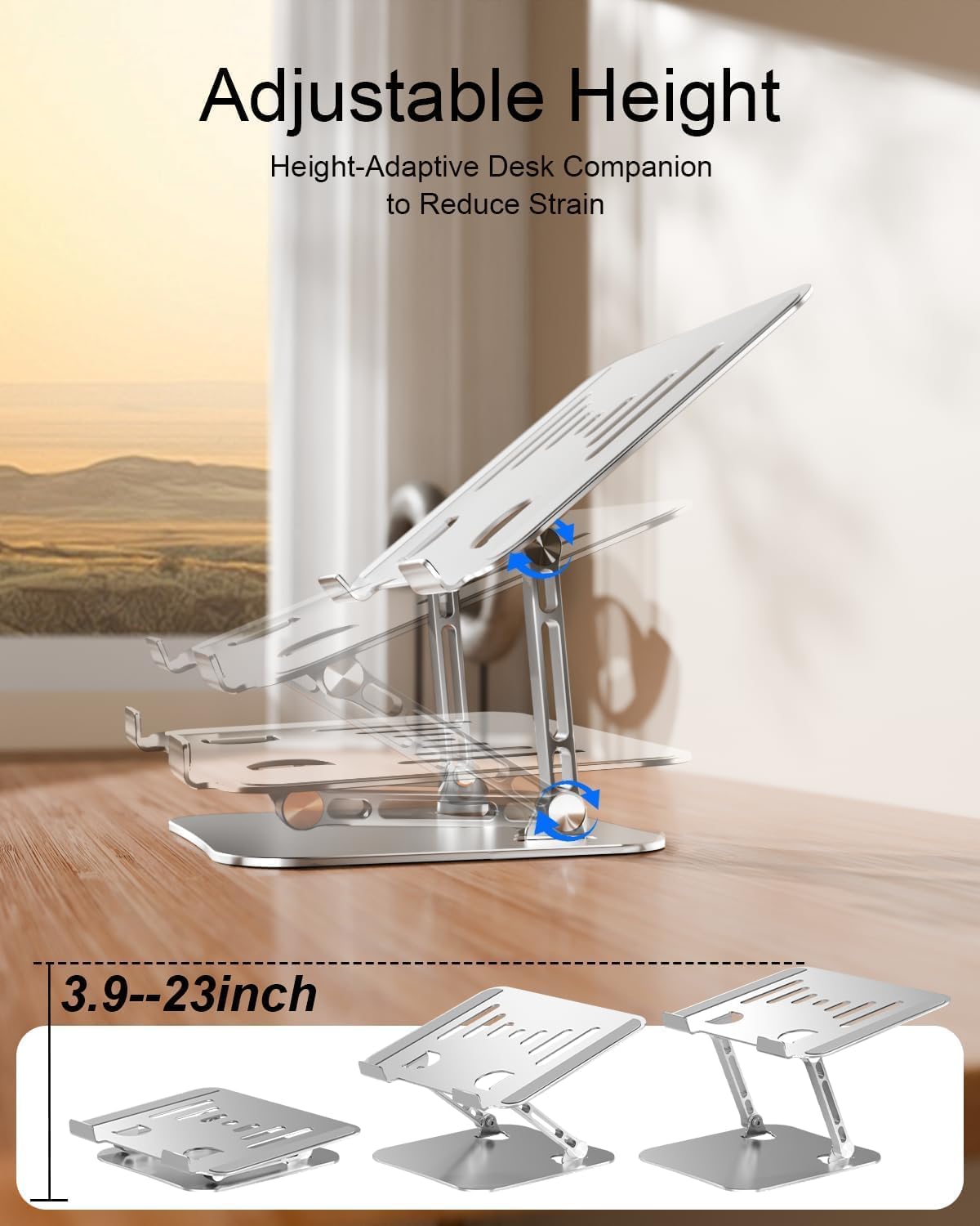 Laptop Stand , Adjustable Metal Foldable Laptop Riser Holder