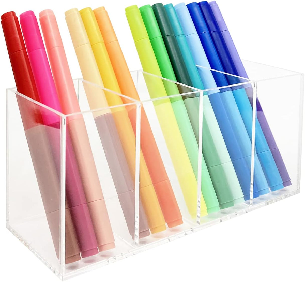 Acrylic Pen Holder 4 Compartments Clear Pencil Holder Organizer