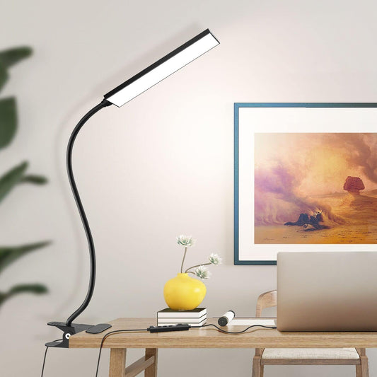 Clip on Light LED Desk Lamp with Eye-Caring LED Light and Metal Clip