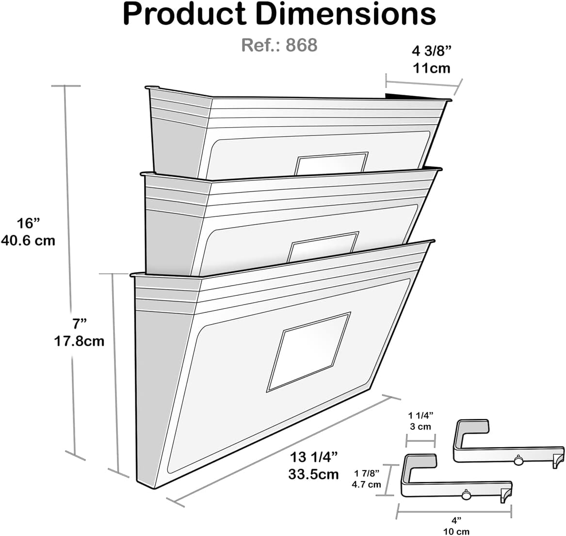 Wall Mount Pocket File Organizer Holder Modular Letter Size A4 Plastic
