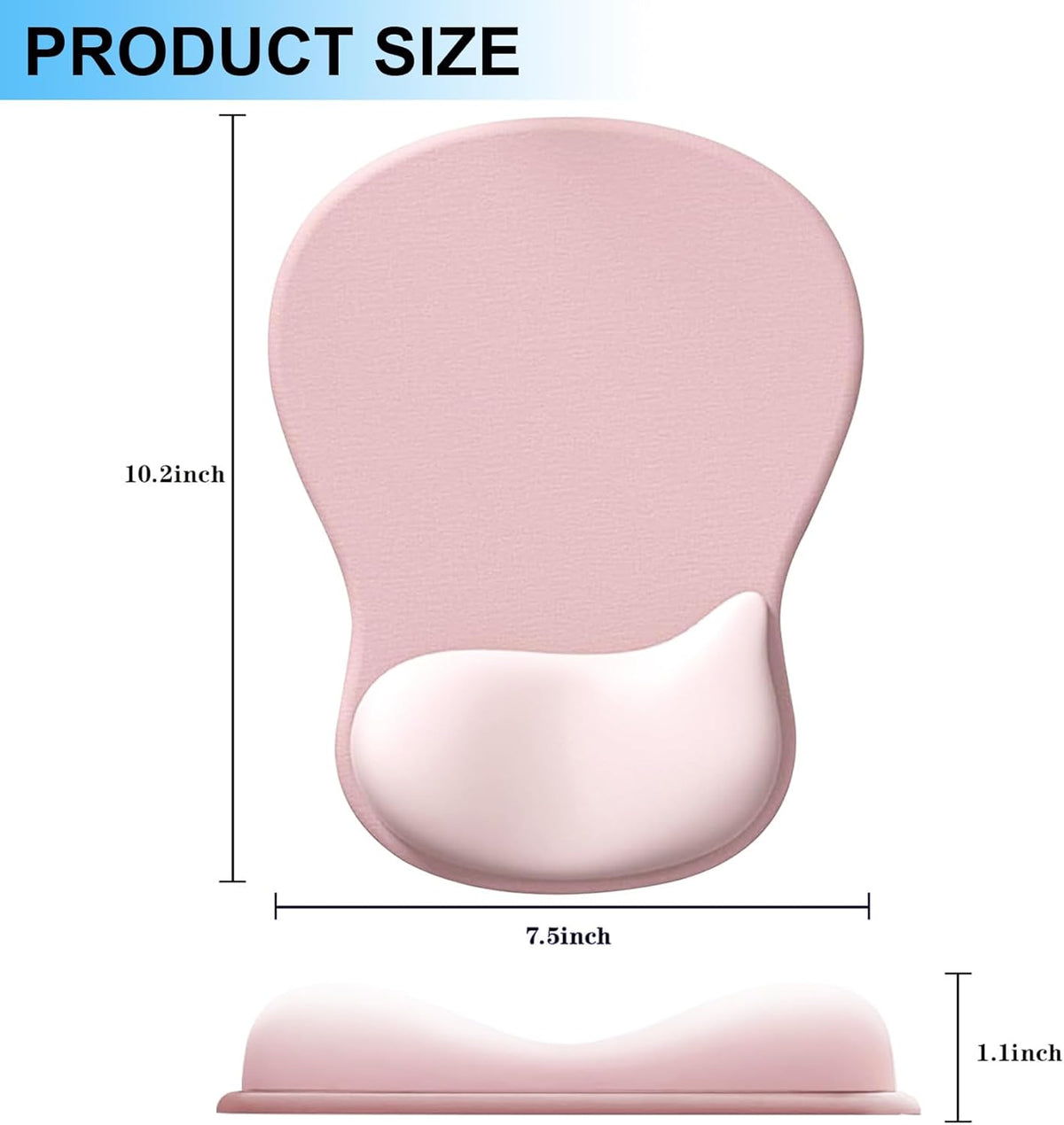 Ergonomic Mouse Pad with Gel Wrist Support, Pink