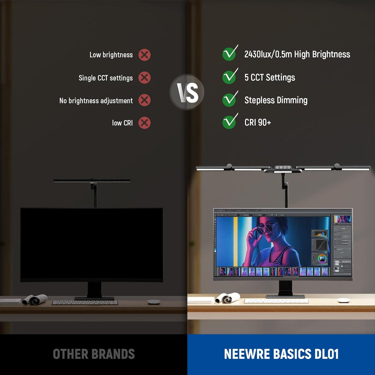 Basics 32.5" Clip On Desktop LED Light