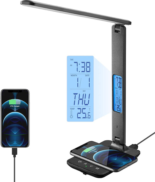 LED Desk Lamp with Wireless Charger, Black