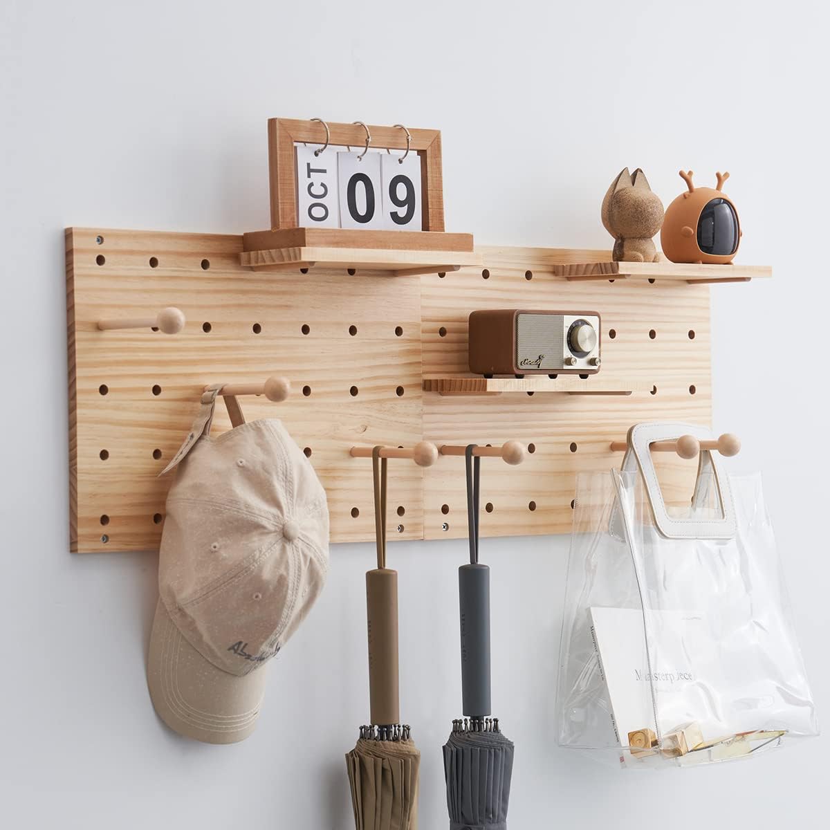 Wood Pegboard Combination Wall Organizer Kit