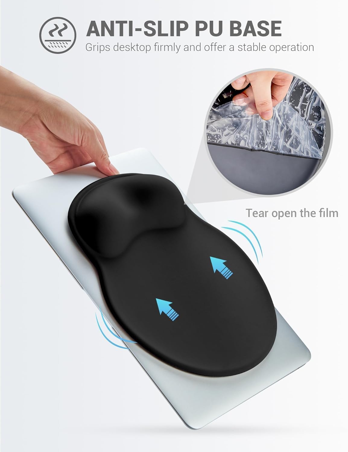 Ergonomic Mouse Pad with Wrist Rest, Black, Large