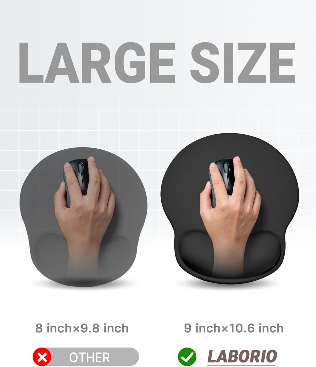 Ergonomic Mouse Pad with Wrist Rest, Black, Large