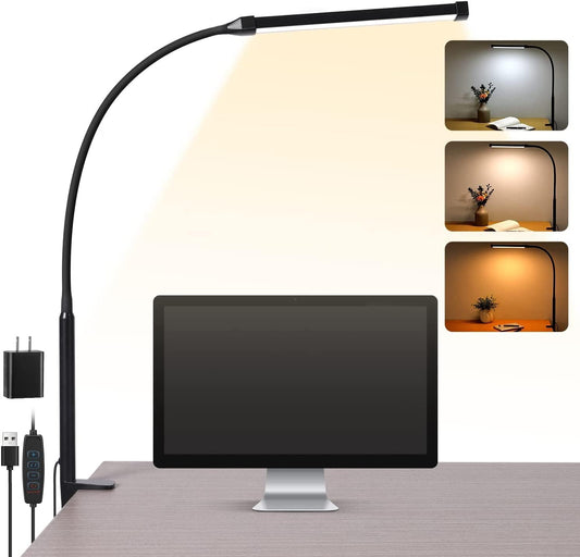 LED Desk Lamp with Clamp, Black