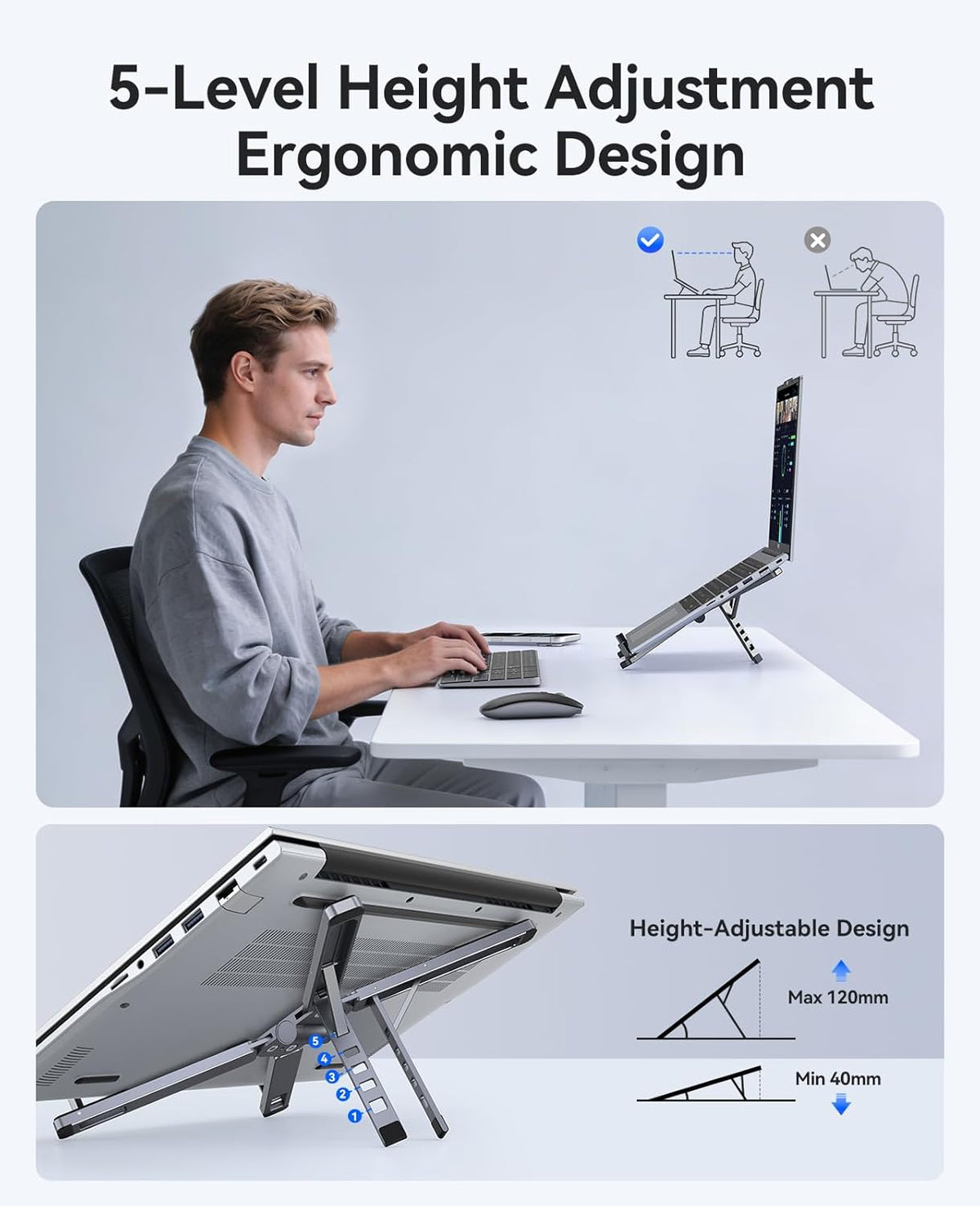 Portable Laptop Stand, Gray