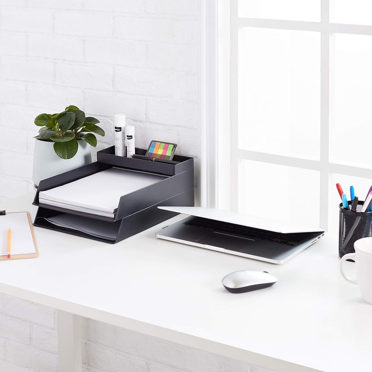 Rectangular Plastic Desk Organizer, 9.4 x 3.3