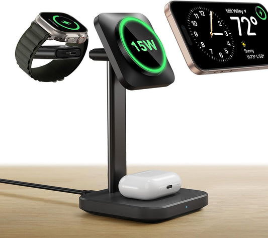 3 in 1 Wireless Charging Station, Black