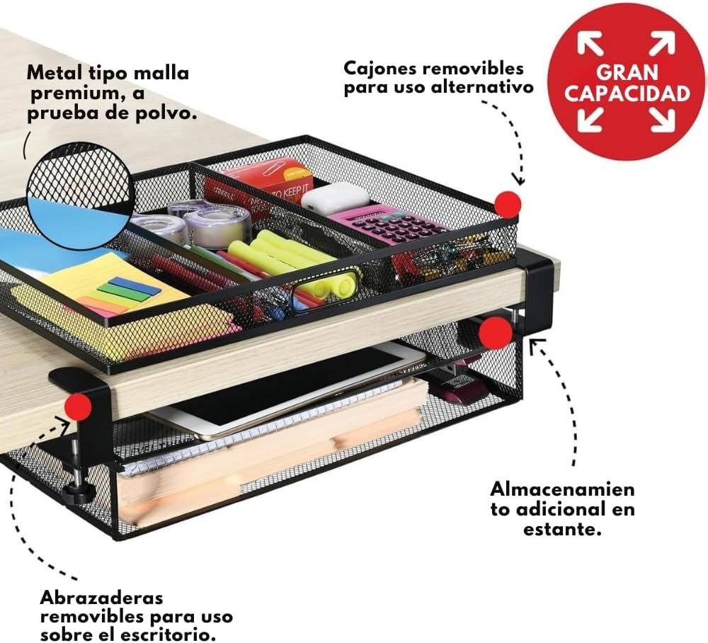 Under Desk Drawer Organizer Clamp-On