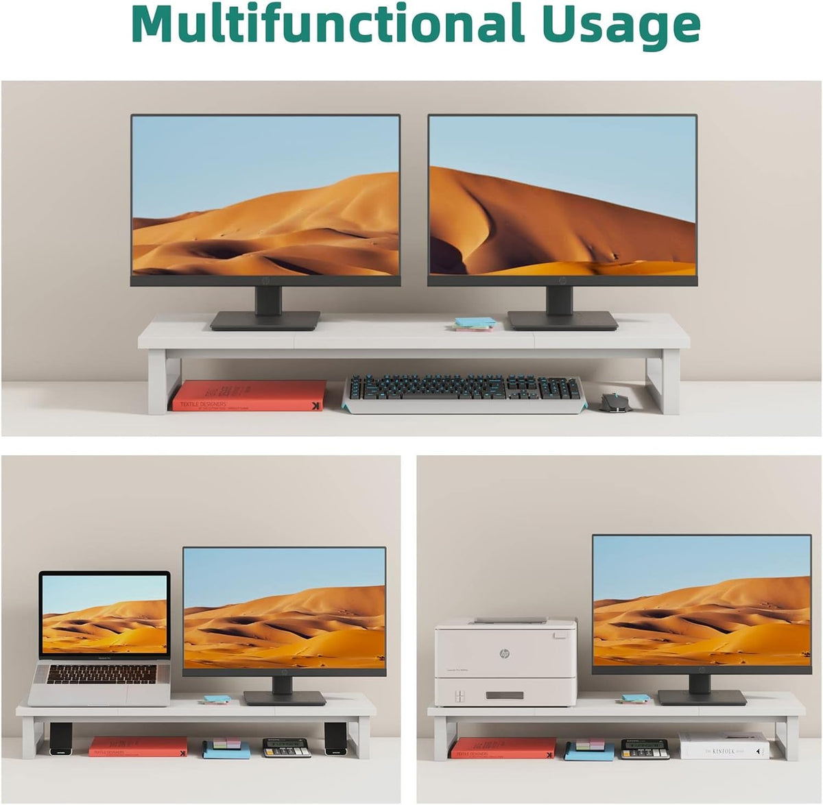 Dual Monitor Stand Riser, Large, 39Inch
