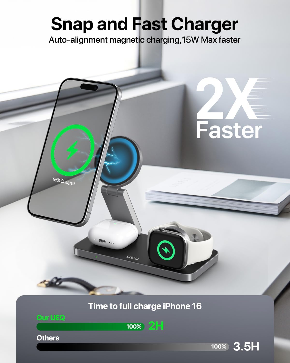 Foldable 3 in 1 Wireless Charging Station