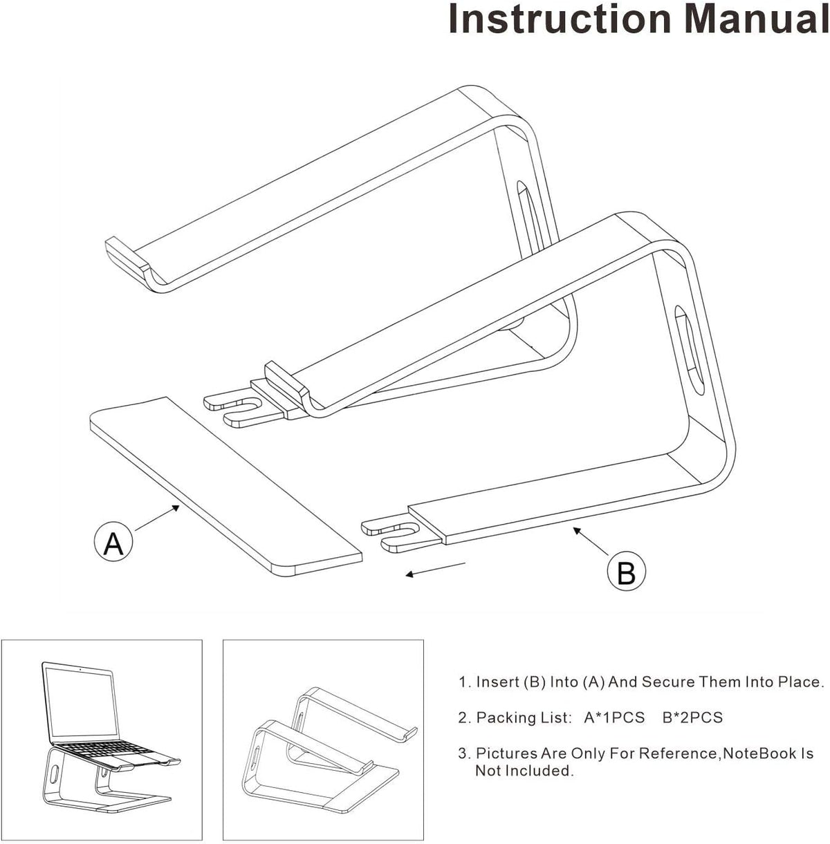 Laptop Stand, Ergonomic Aluminum Laptop Mount Computer Stand