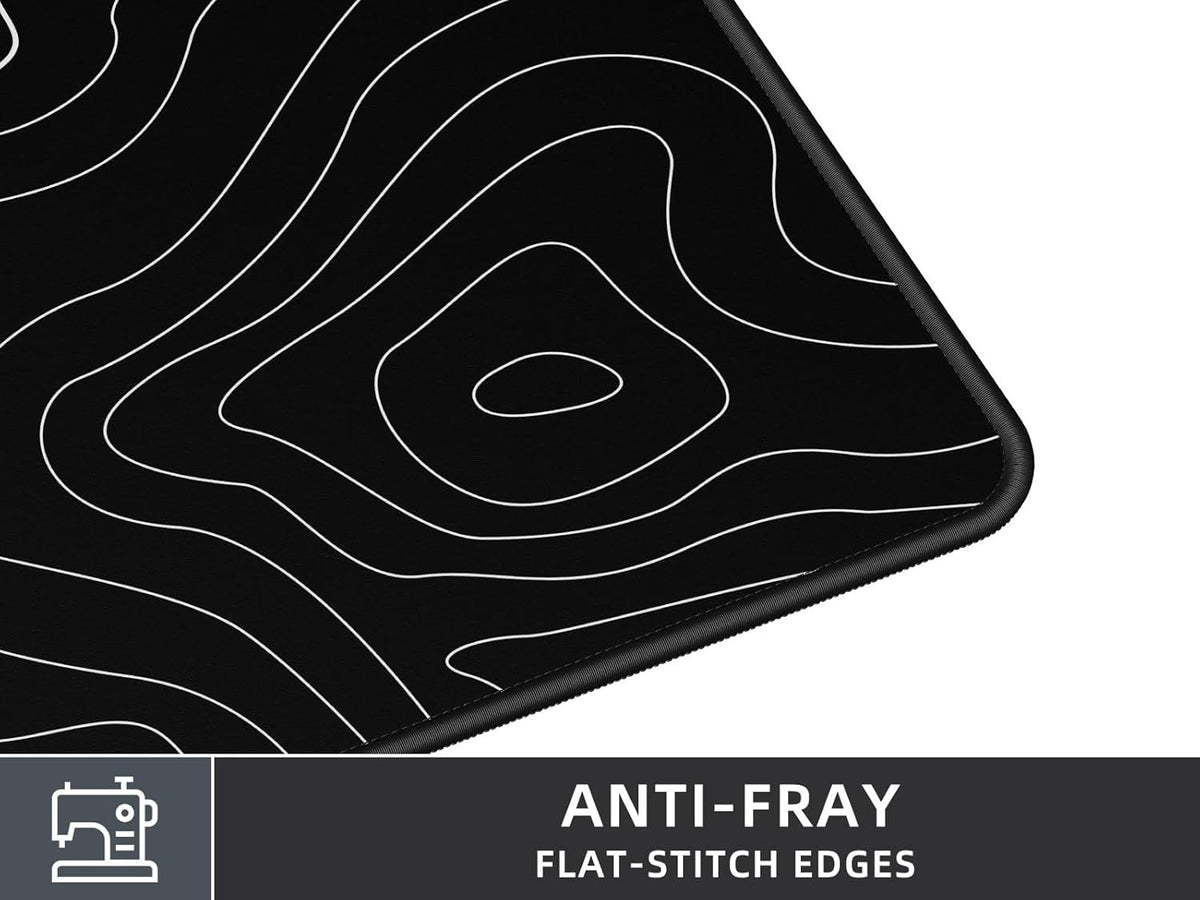 Extra Large Gaming Mouse Pad with Black Topographic