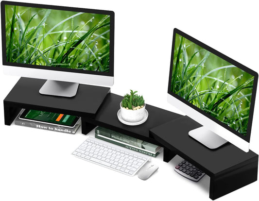 TAVR Dual Monitor Stand Riser Office Desktop Organizer Stand for 2