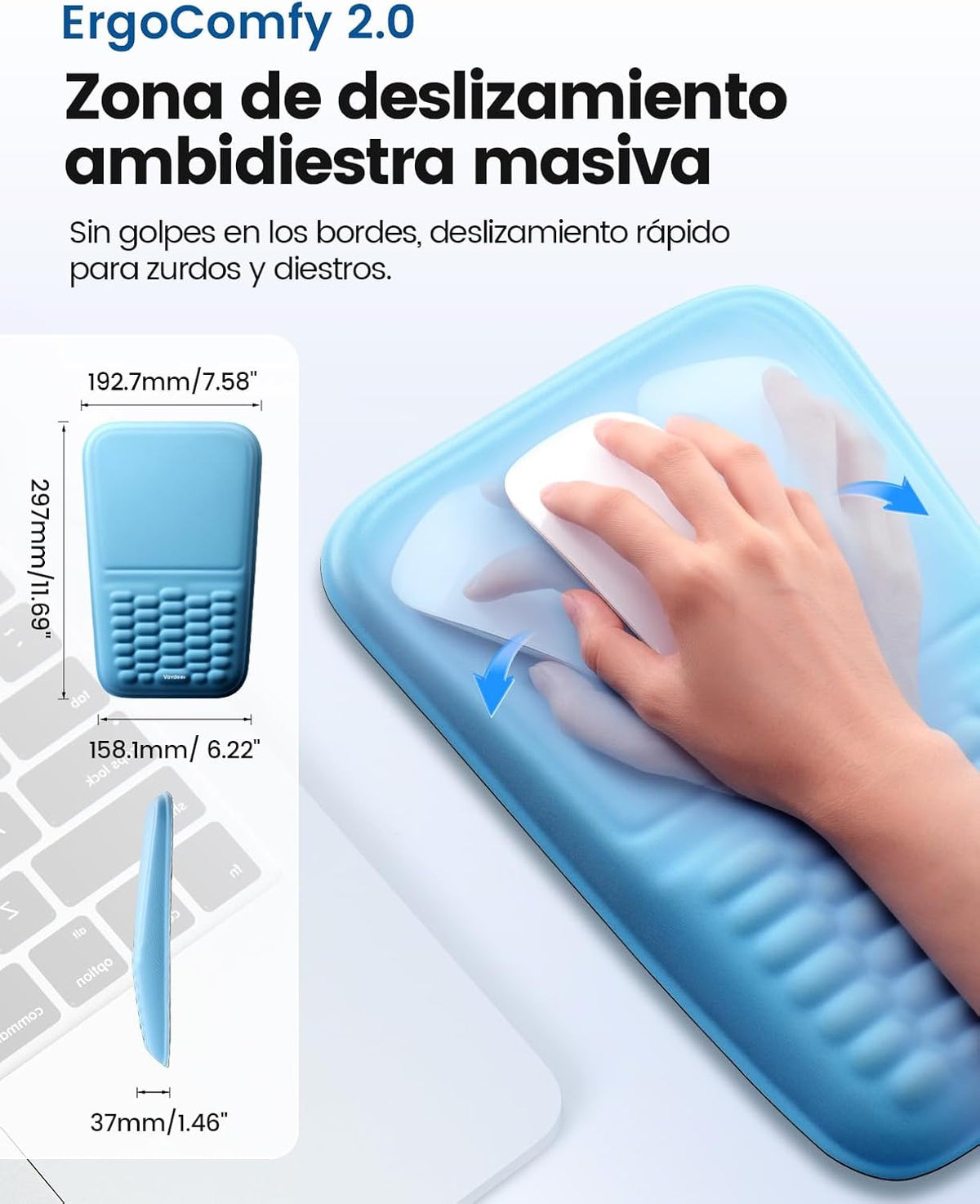 Ergonomic Mouse Pad with Wrist Rest, Blue
