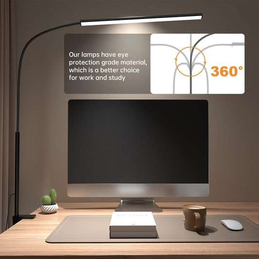 LED Desk Lamp with Clamp, Black