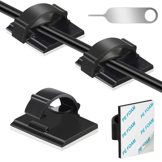 Adhesive Cable Holder Management Wire Clips Black