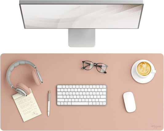Desk Pad, Vegan Leather Desk Mat with Faux Suede Backing, Large