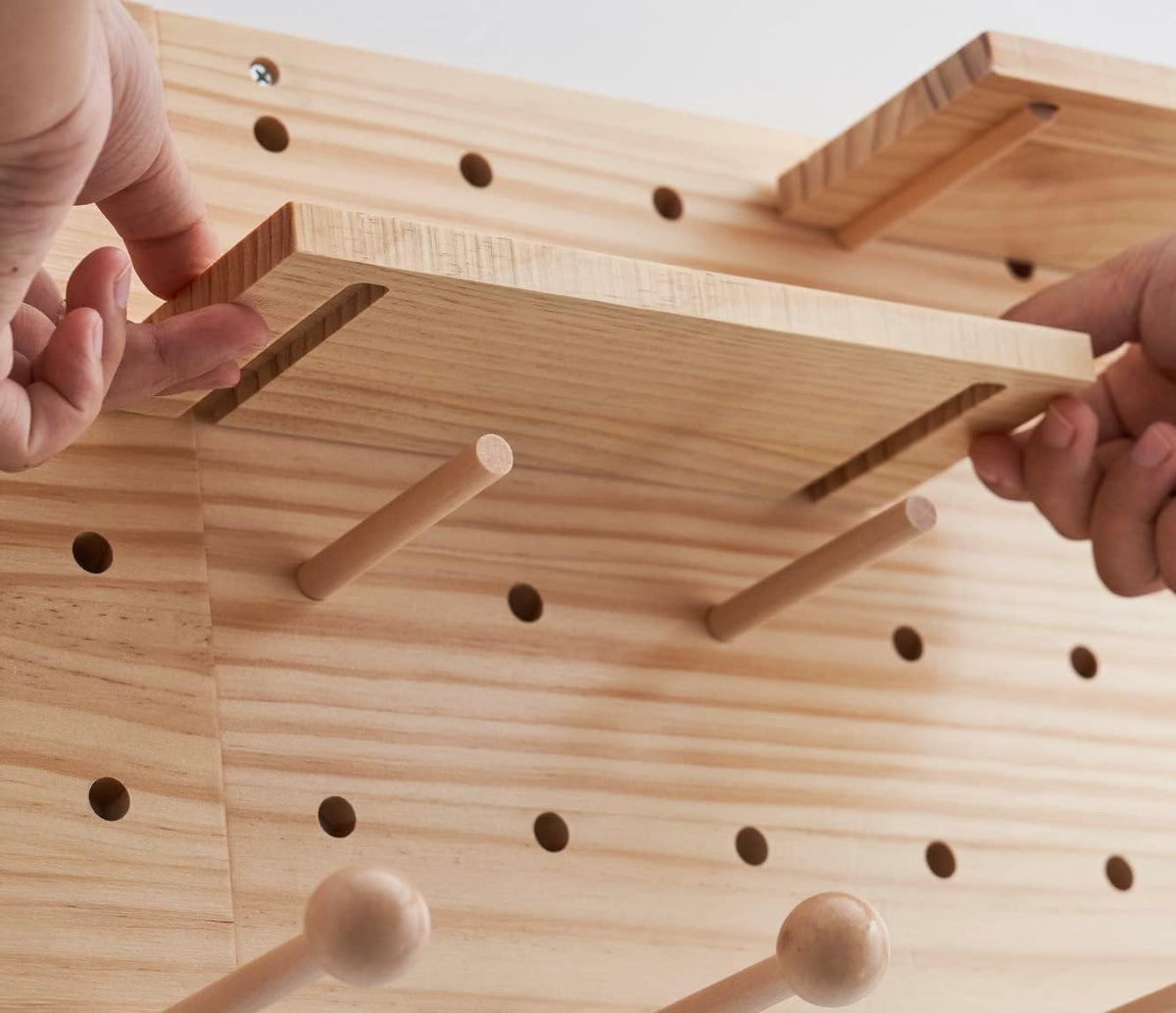 Wood Pegboard Combination Wall Organizer Kit