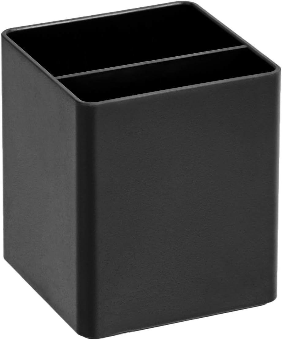 Plastic Desk Organizer - Pen Cup, 3.9" x 3.4" x 3.4", Black