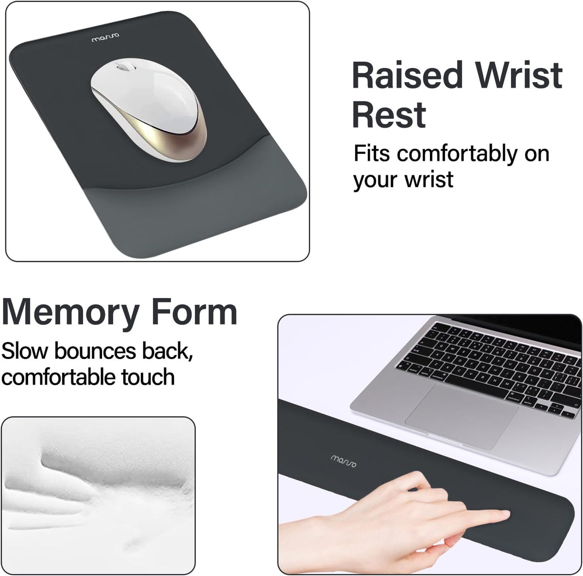 Keyboard Mouse Pad Set, Gray