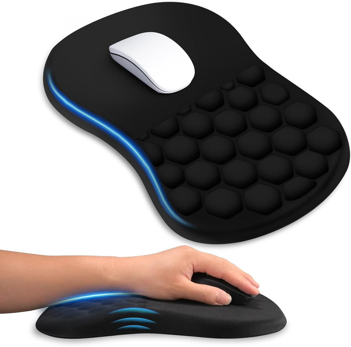 Ergonomic Mouse Pad with Wrist Rest, 12x8, 12x8 Inch