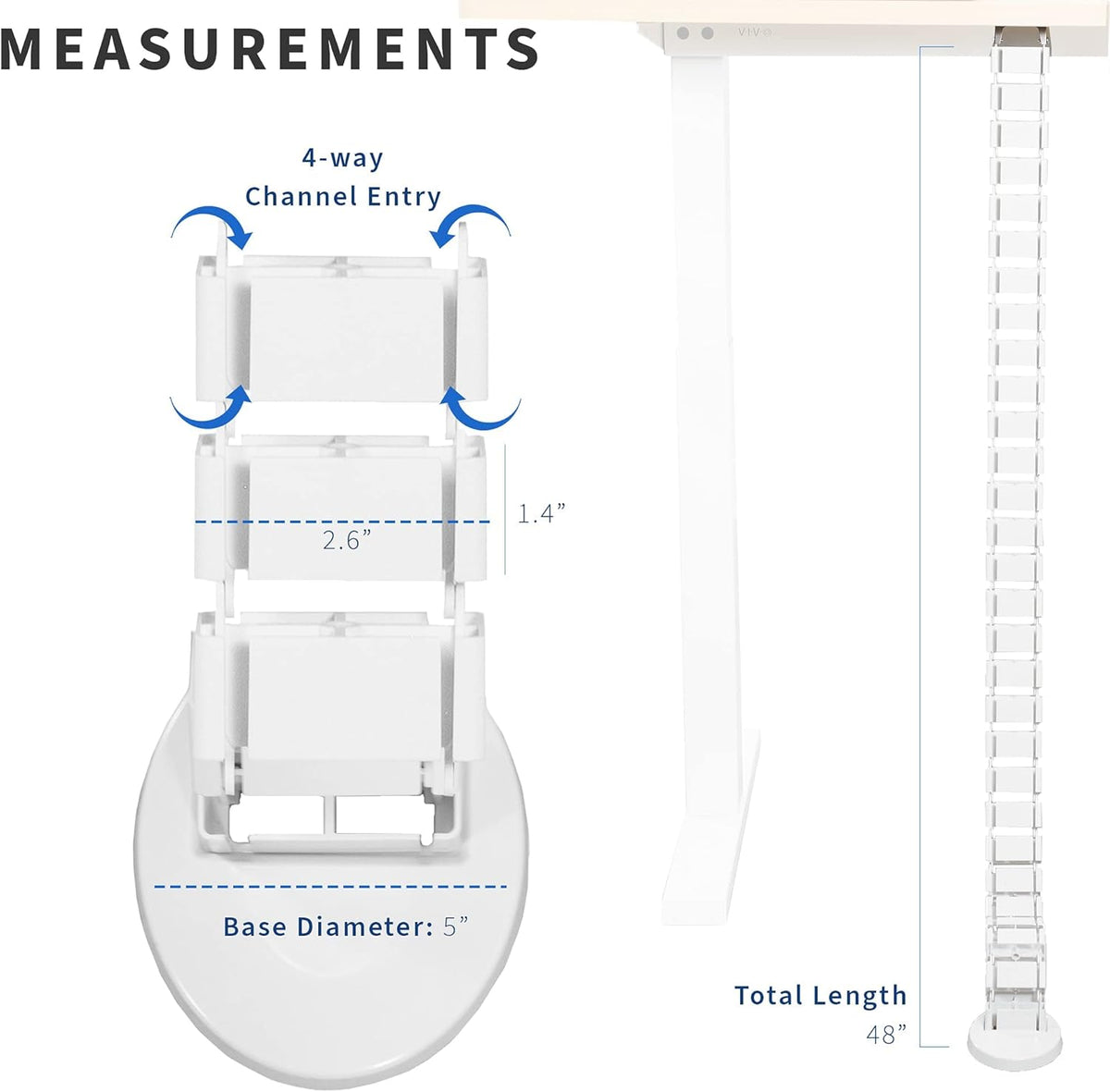 Under Desk Vertebrae Cable Management Kit, White