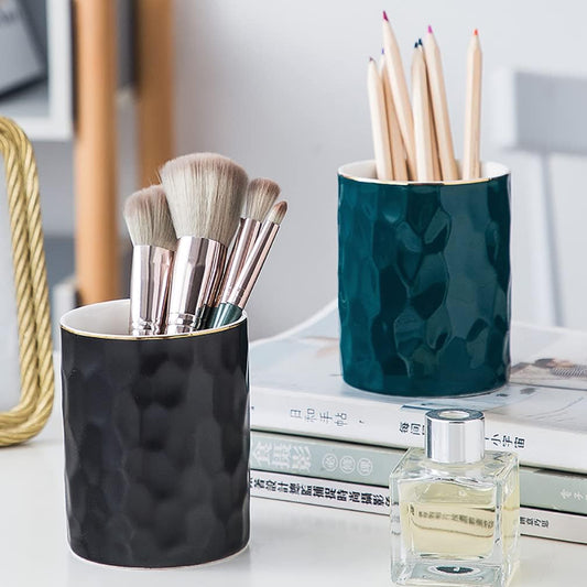 Ceramic Pen Holder Stand Cup Pencil Holder Organizer Makeup Brush