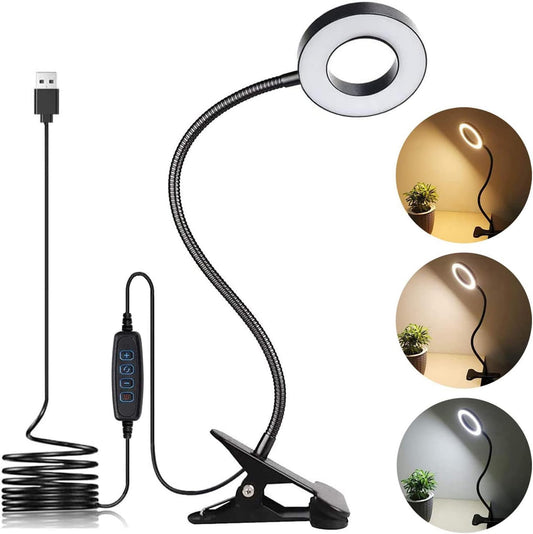 Clip on Light LED Reading Book Study Lamp 3 Color Modes 10 Brightness