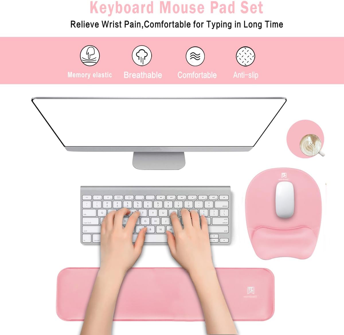 Memory Foam Set Wrist Rest Pad & Mouse Wrist Rest Support