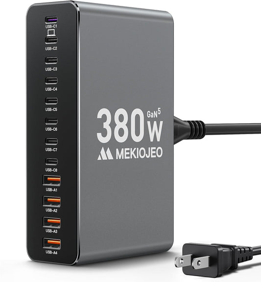 12 Ports Aluminum Alloy 380W Charging Station Fast USB C Charger