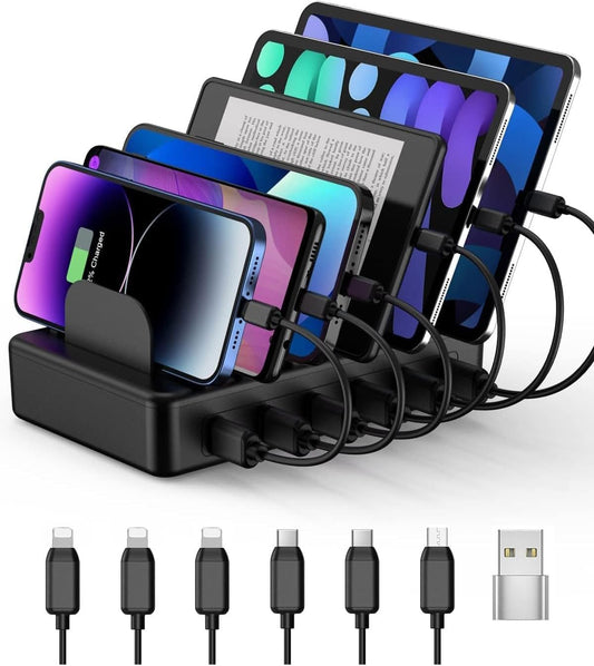 50W 6 Ports Multi Charger Station with 6 Charging Cables
