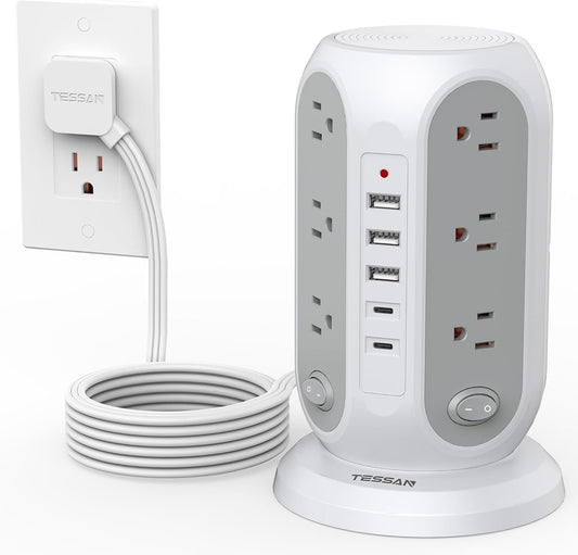 Tower Power Strip with Individual Switches