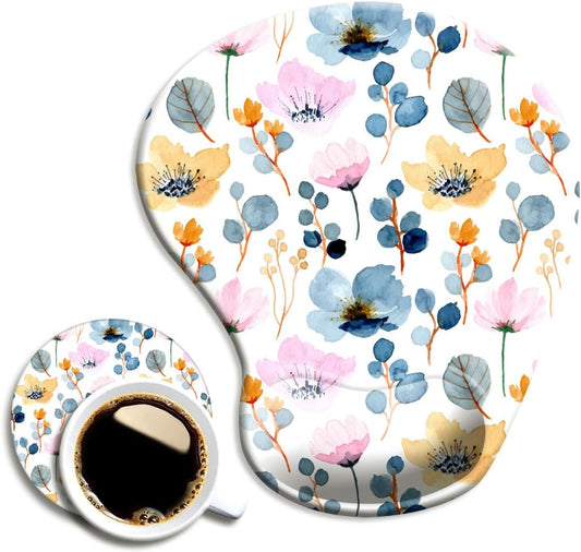 Ergonomic Mouse Pad with Wrist Support and Coaster