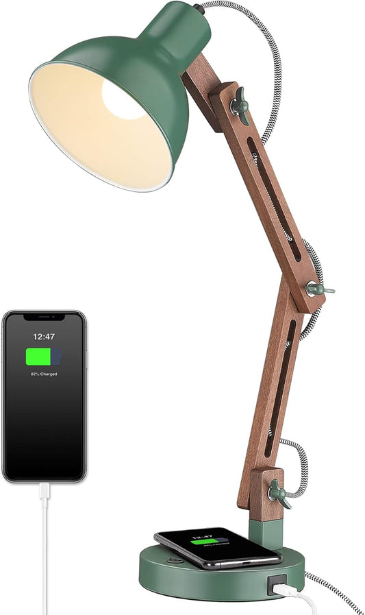 LED Desk Lamp with Wireless Charger, Green
