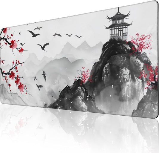 3XL Extended Gaming Mouse Pad -Watercolor Cherry Blossom 24x48 Inch