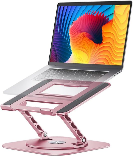 Adjustable Laptop Stand with 360 Rotating Base, Pink