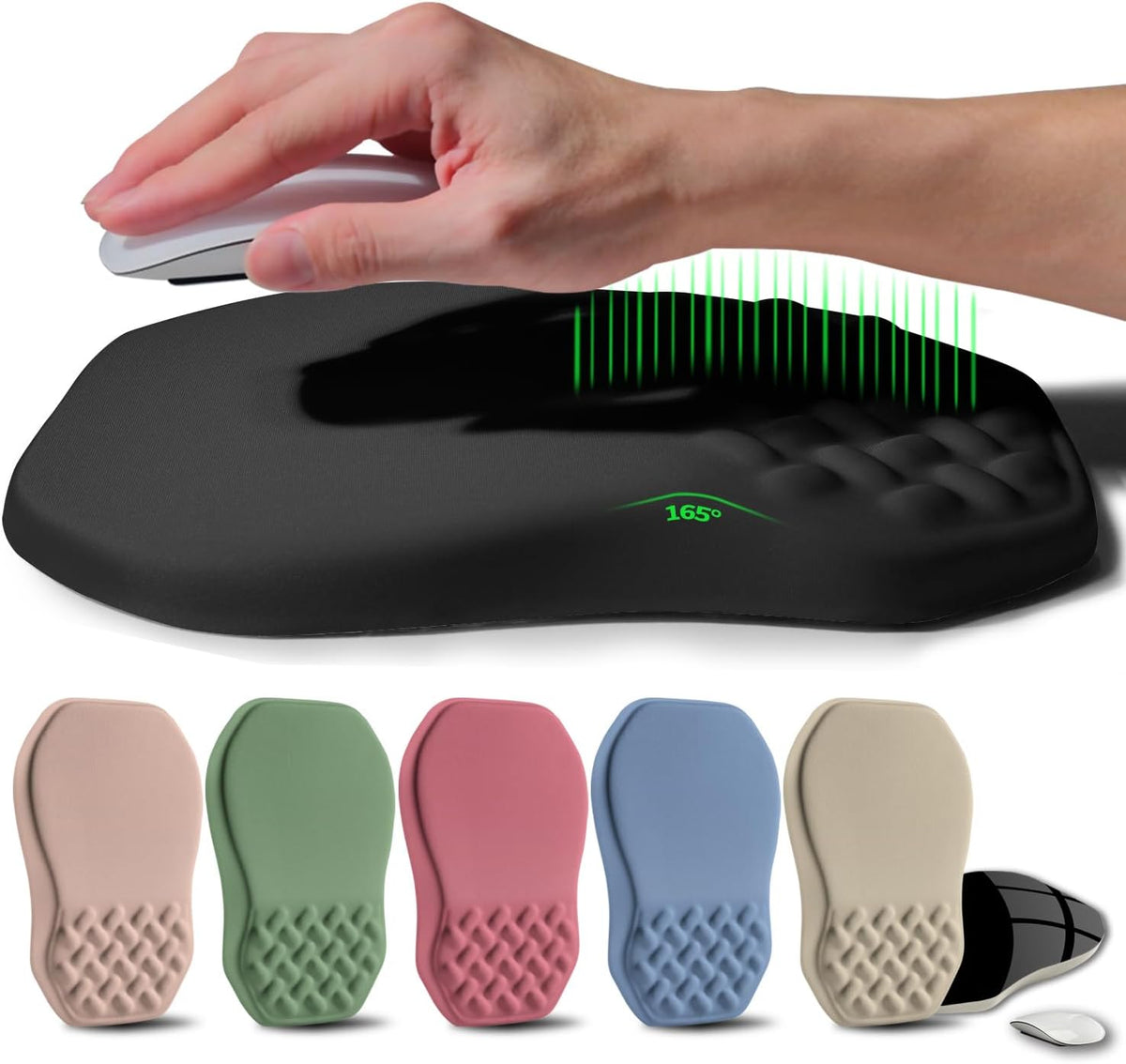 Ergonomic Raised Mouse Pad Wrist Support with Bilateral Slope Memory, 11.8x7.9