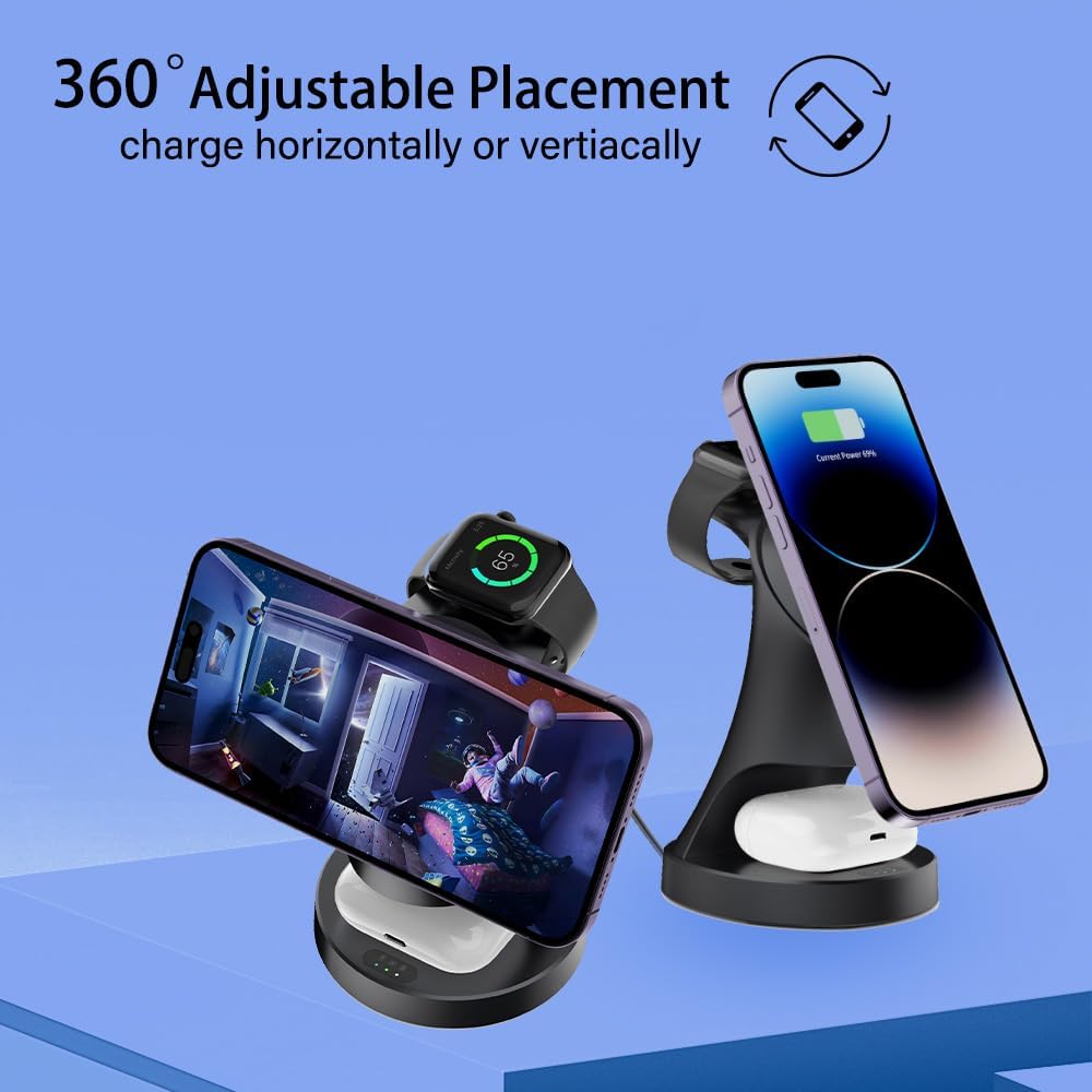 Wireless Charger, 3 in 1 Magnetic Wireless Charger Stand