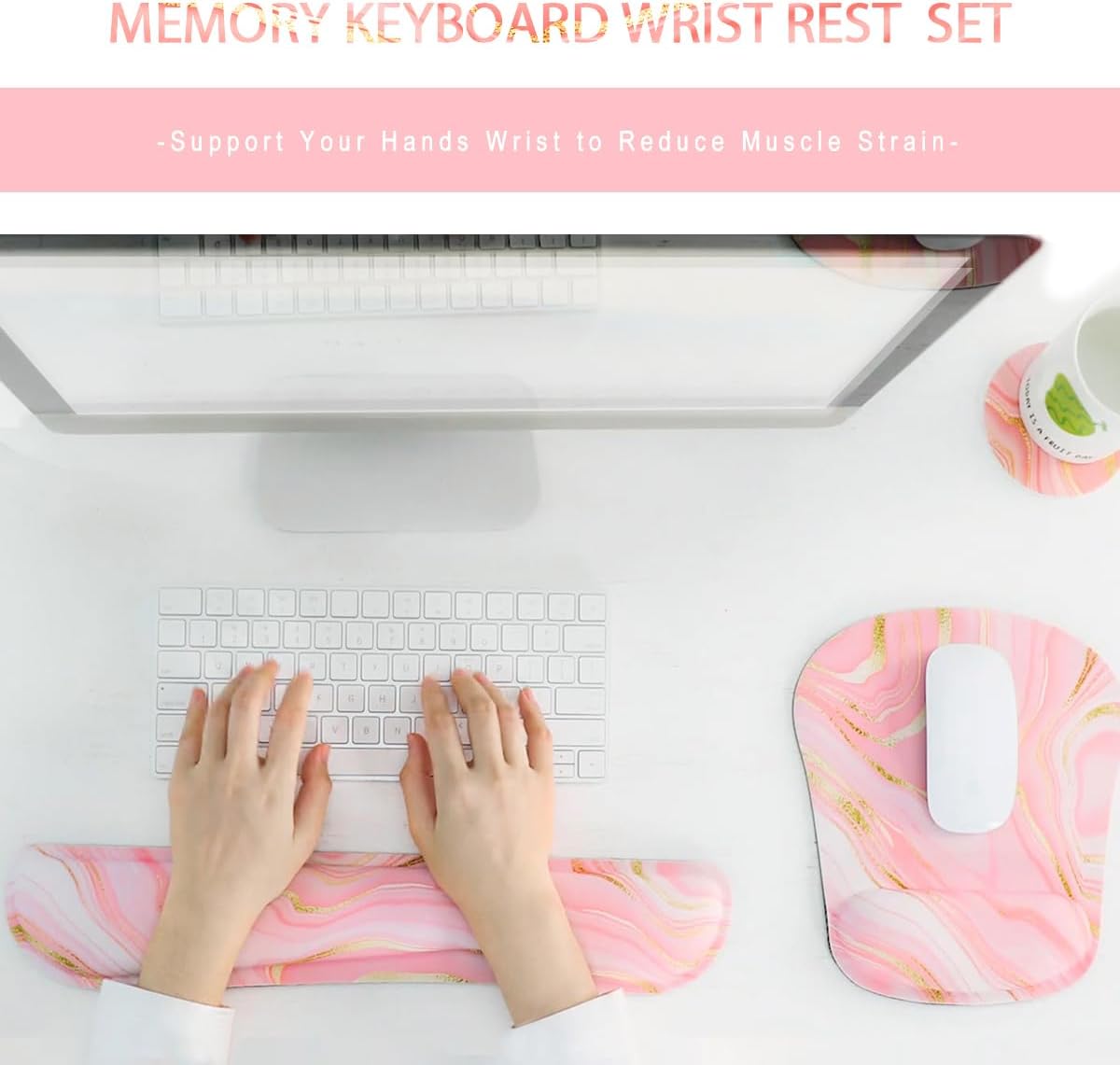 Memory Foam Ergonomic Keyboard Wrist Rest Pad and Mouse Wrist Rest