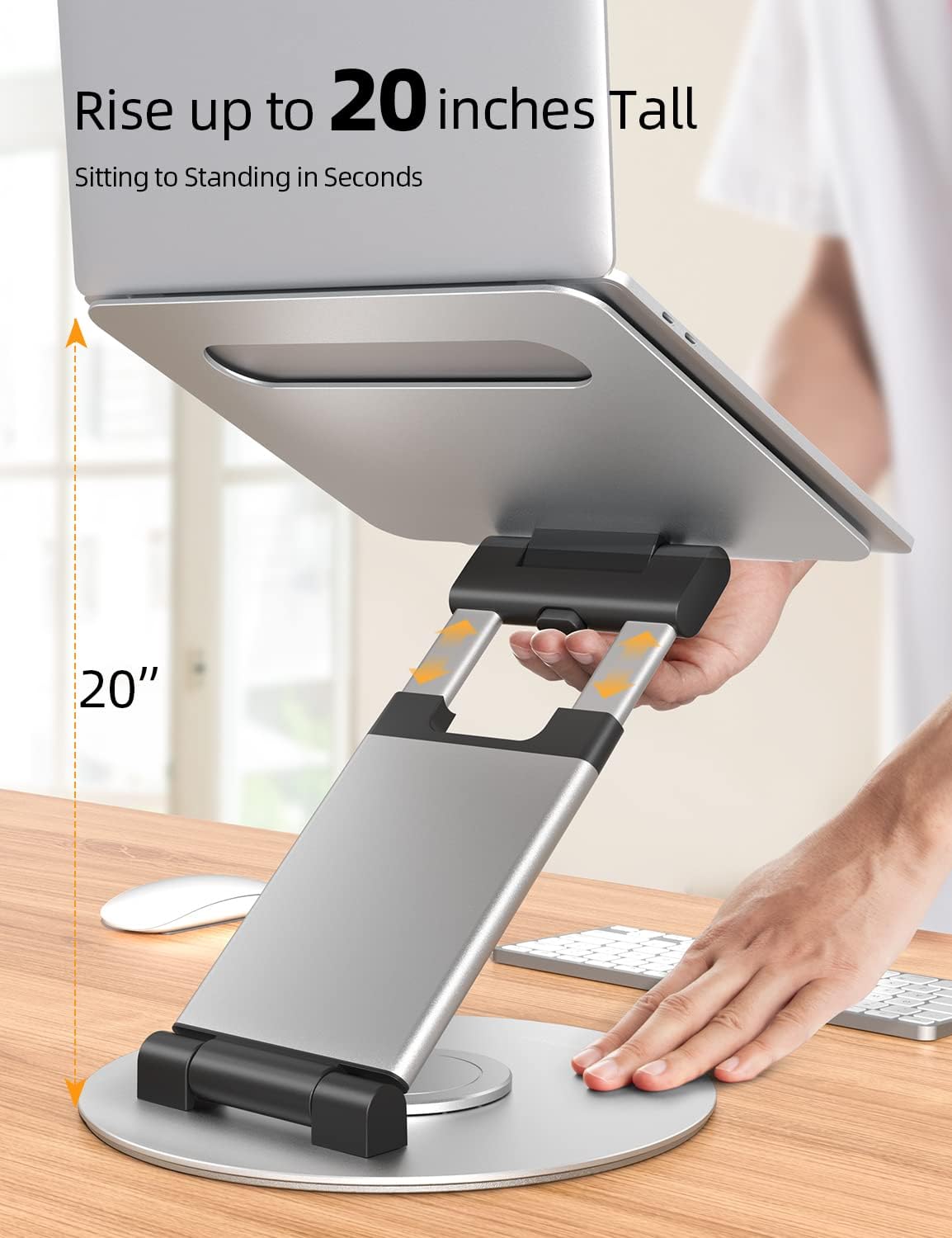 Telescopic 360 Rotating Laptop Stand, Silver