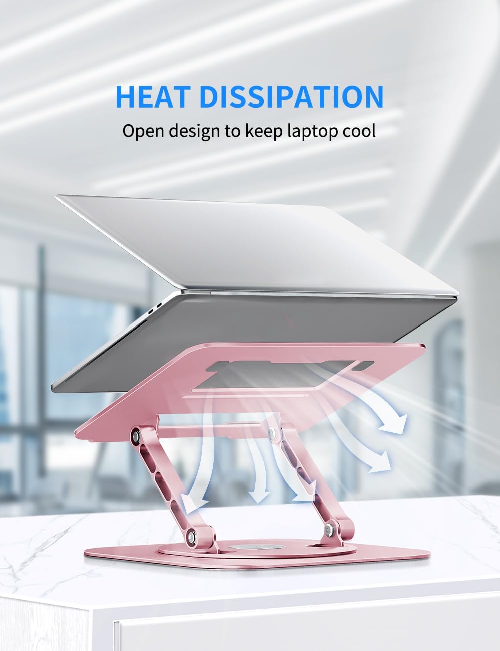 Adjustable Laptop Stand with 360 Rotating Base, Pink