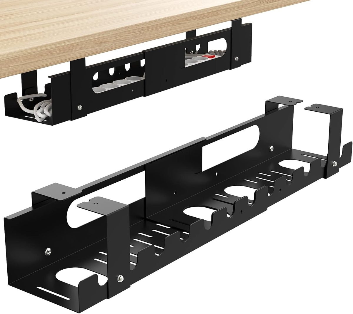 2PACKS Cable Management Under Desk Tray Adjustable Large Under Table