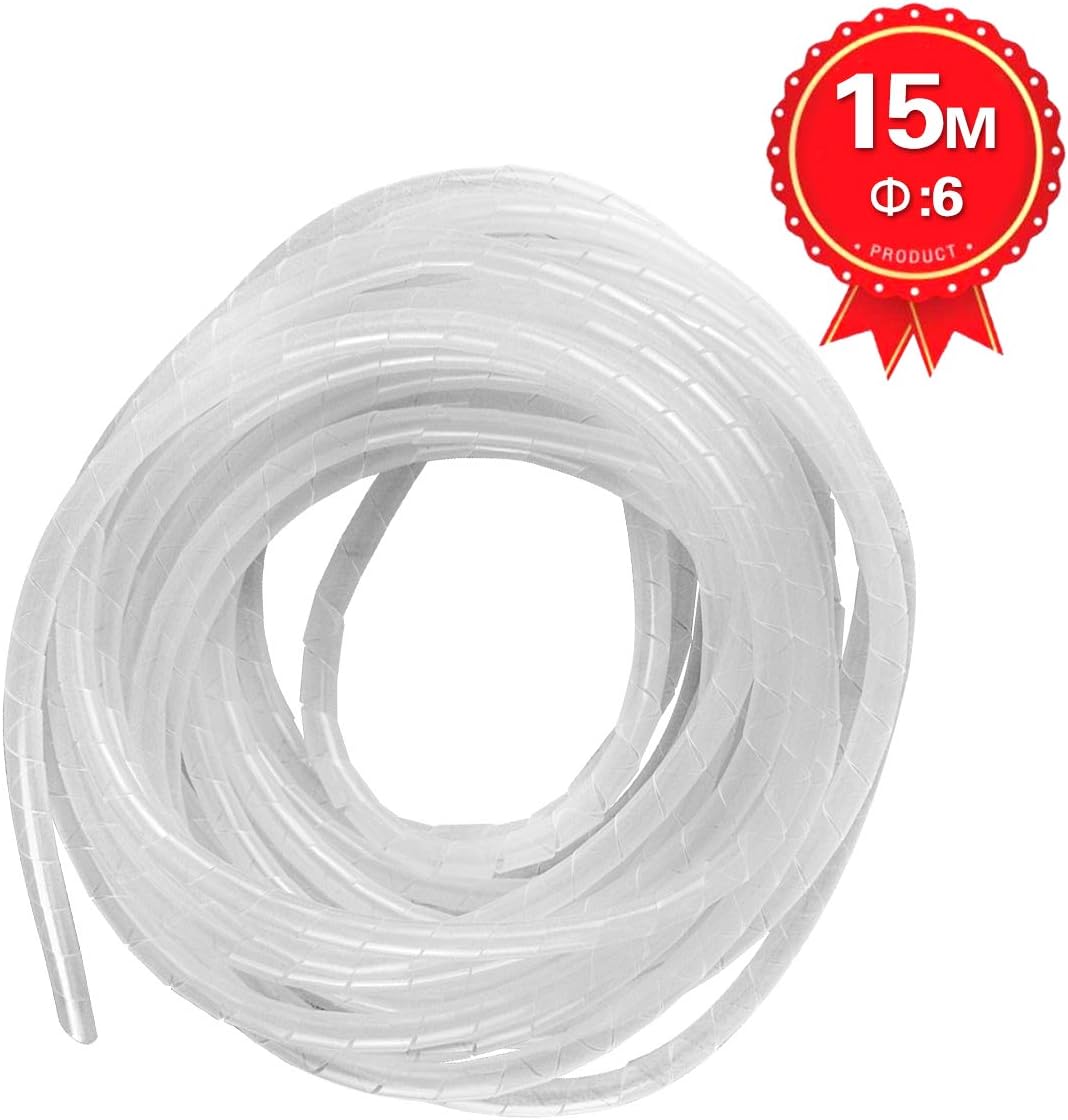 50Ft XHF 1/4" Clear Spiral Cable Wrap 6mm