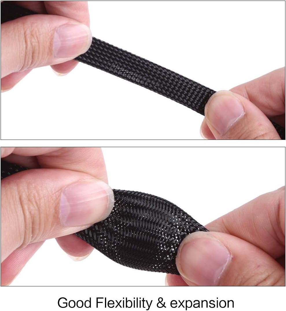 100ft, 1/4 inch PET Braided Expandable Cable Sleeve