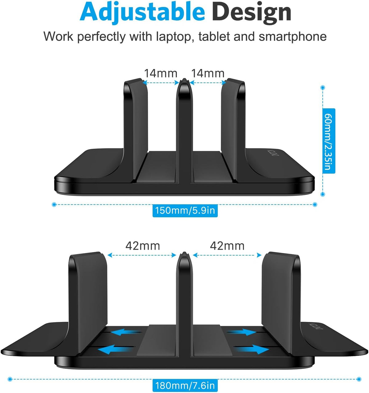 Vertical Laptop Stand [Updated Double Version], Black